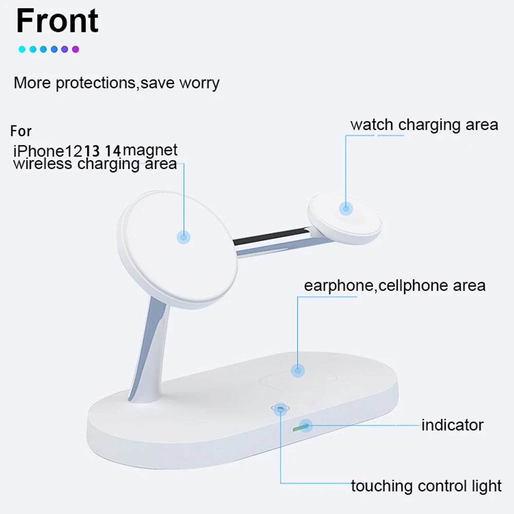 3-in-1 Wireless Charging Stand for iPhone 12-16, Apple Watch Series 4-10, and AirPods Pro/2/3 - Fast Charging Station