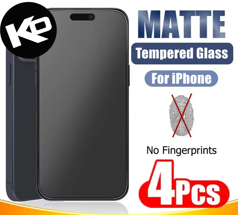 Matte Tempered Glass Screen Protectors for iPhone Models 11 to 15 Pro Max - 4-Pack Frosted Protection for iPhone 13 Mini, X, XR, XS Max