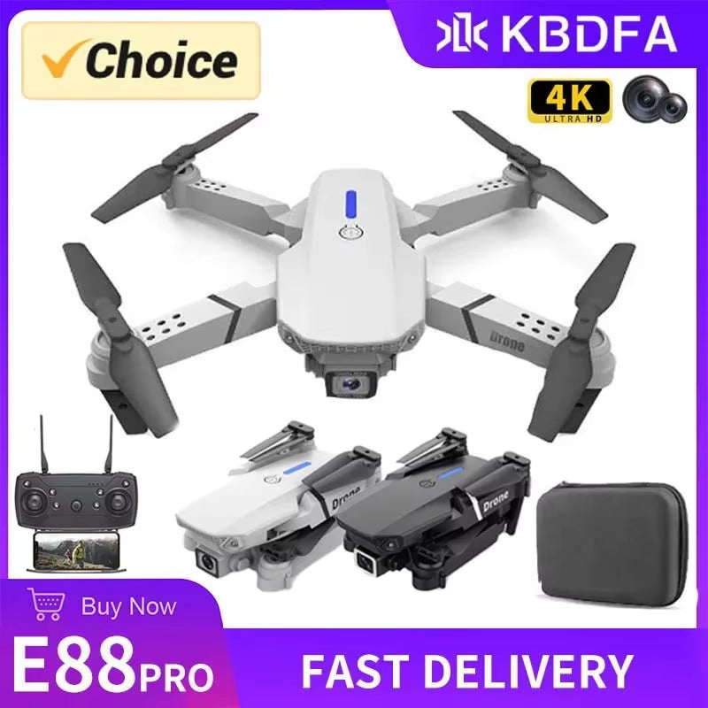 2023 New E88 Pro WIFI FPV Drone Wide Angle HD 4K 1080P Camera Height Hold RC Foldable Quadcopter Dron Helicopter Toys Gift