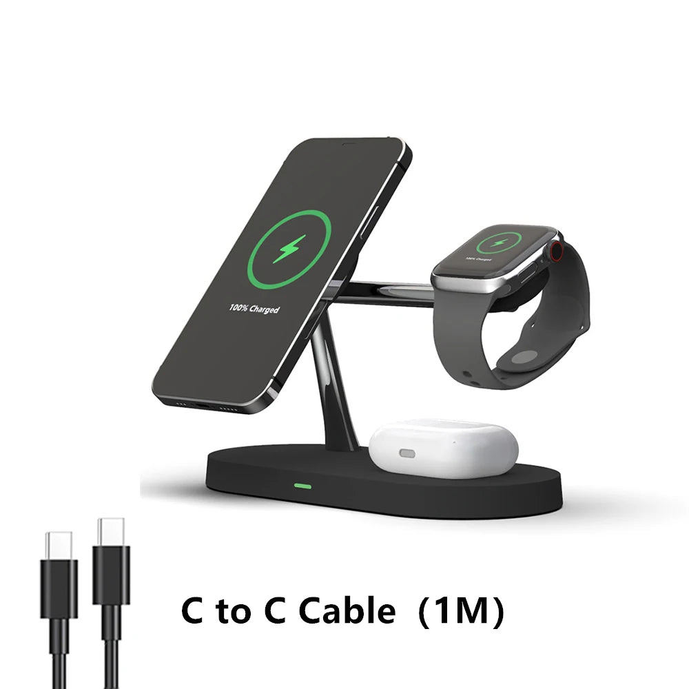 3-in-1 Wireless Charging Stand for iPhone 12-16, Apple Watch Series 4-10, and AirPods Pro/2/3 - Fast Charging Station