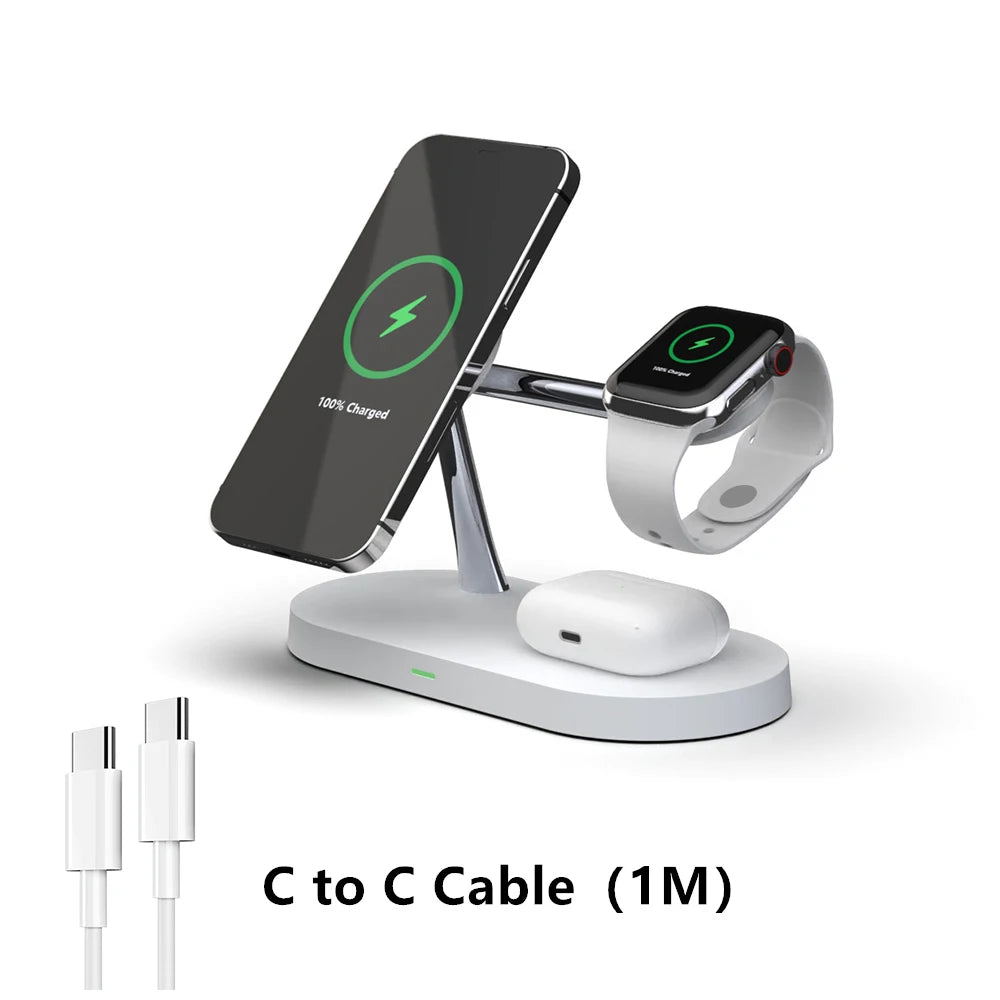 3-in-1 Wireless Charging Stand for iPhone 12-16, Apple Watch Series 4-10, and AirPods Pro/2/3 - Fast Charging Station