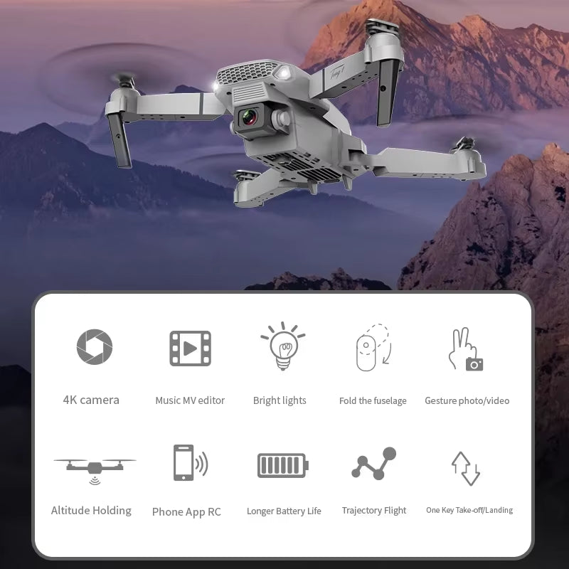 2023 New E88 Pro WIFI FPV Drone Wide Angle HD 4K 1080P Camera Height Hold RC Foldable Quadcopter Dron Helicopter Toys Gift