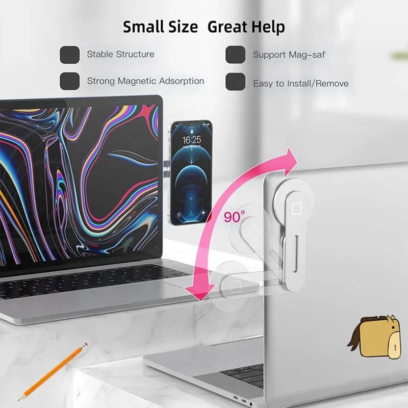 Magnetic Ultrathin Phone and Laptop Stand with Foldable Design and Aluminum Alloy Back Mount