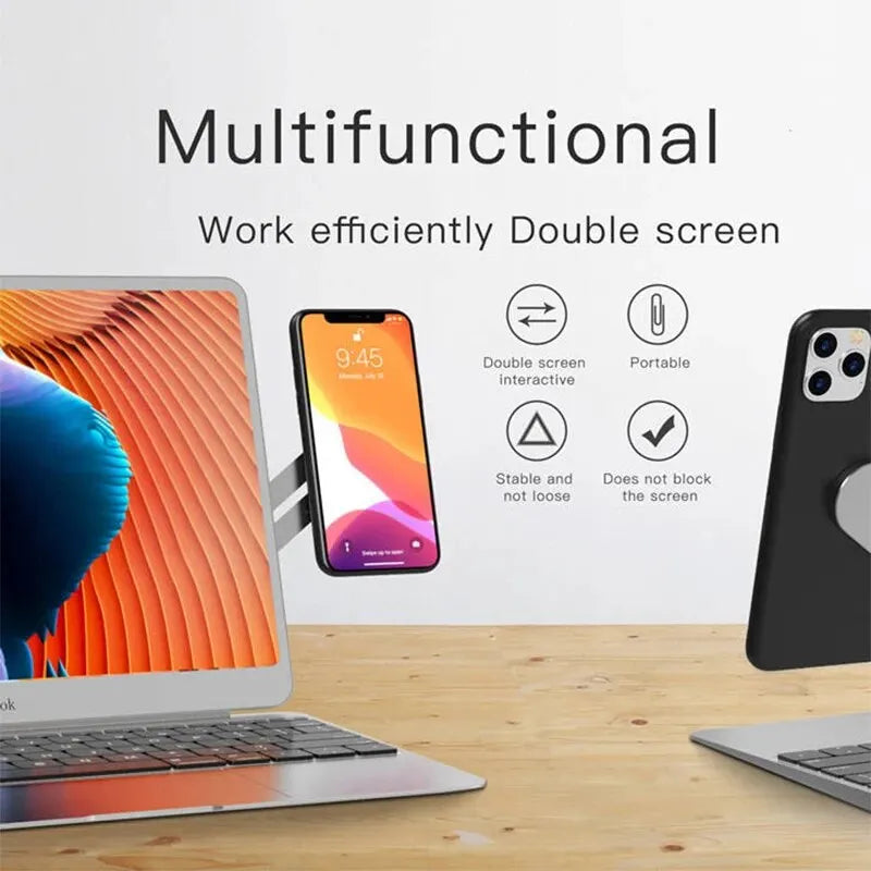 Magnetic Ultrathin Phone and Laptop Stand with Foldable Design and Aluminum Alloy Back Mount