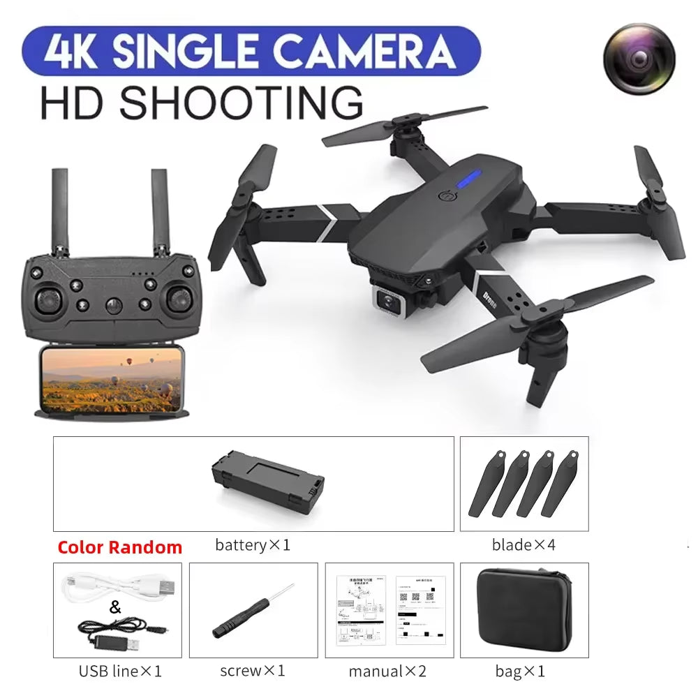 2023 New E88 Pro WIFI FPV Drone Wide Angle HD 4K 1080P Camera Height Hold RC Foldable Quadcopter Dron Helicopter Toys Gift