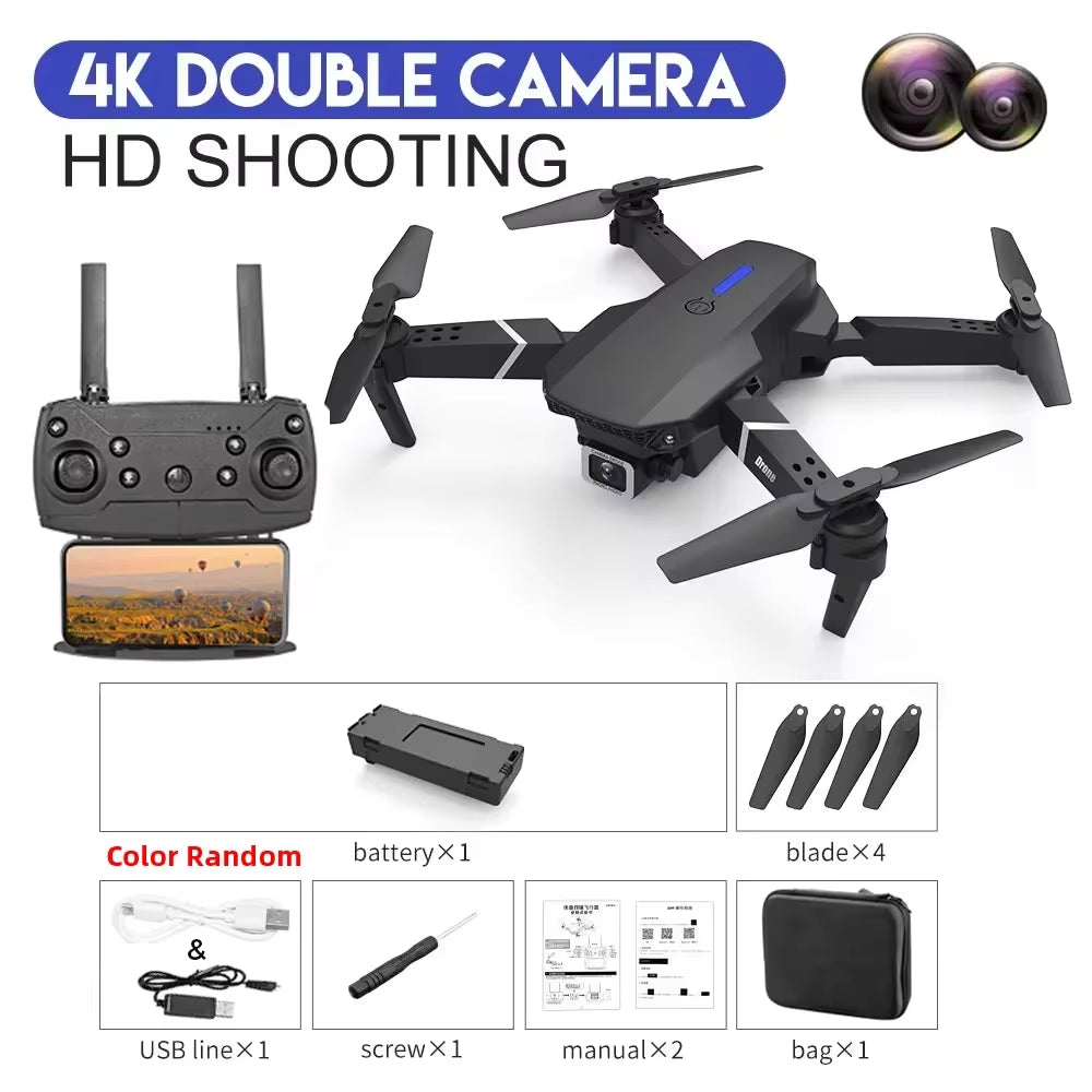 2023 New E88 Pro WIFI FPV Drone Wide Angle HD 4K 1080P Camera Height Hold RC Foldable Quadcopter Dron Helicopter Toys Gift