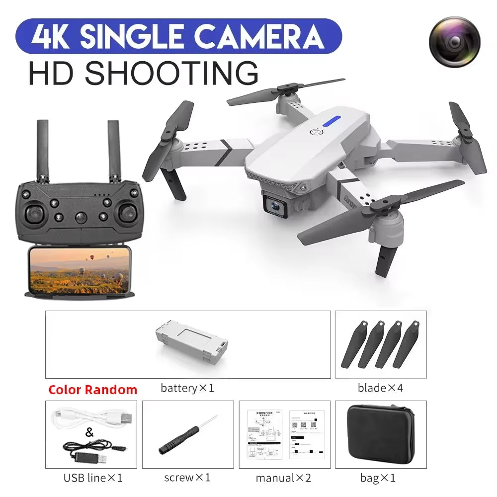 2023 New E88 Pro WIFI FPV Drone Wide Angle HD 4K 1080P Camera Height Hold RC Foldable Quadcopter Dron Helicopter Toys Gift