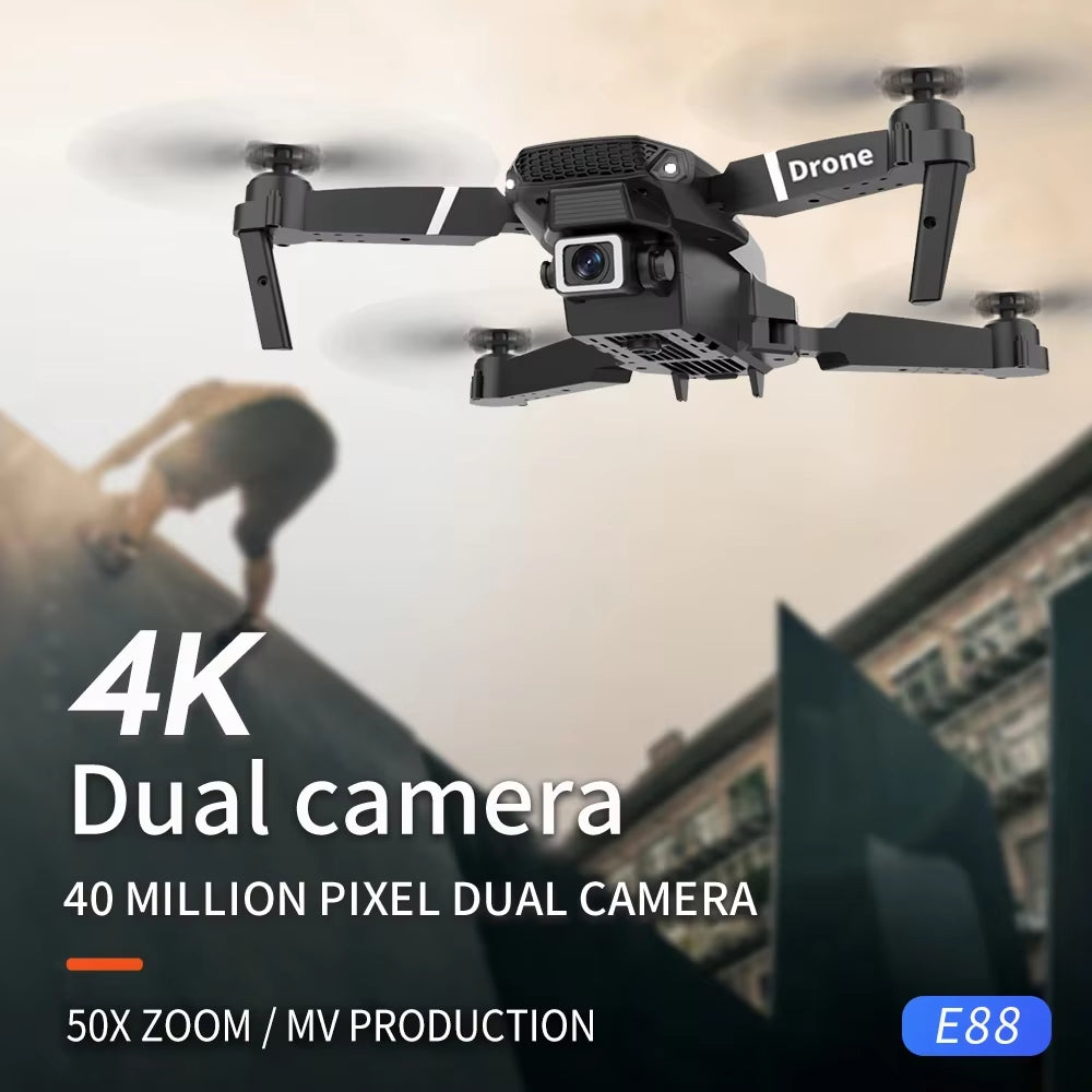 2023 New E88 Pro WIFI FPV Drone Wide Angle HD 4K 1080P Camera Height Hold RC Foldable Quadcopter Dron Helicopter Toys Gift