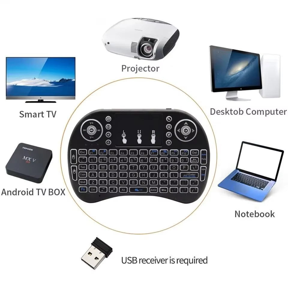 I8 2.4GHz Mini Wireless Keyboard and Air Mouse Remote with Touchpad for Android TV Box, PC, and Smart TV