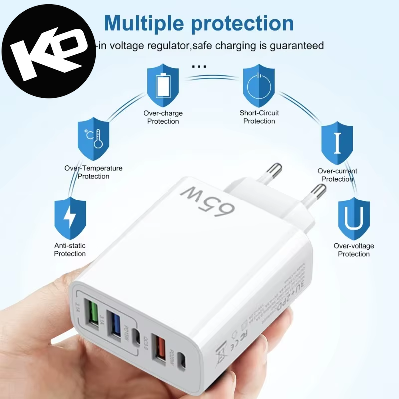 65W USB Fast Charging Type C For Mobile Phone Power Adapter - UK Plug
