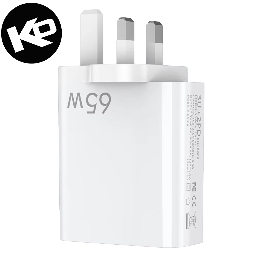 65W USB Fast Charging Type C For Mobile Phone Power Adapter - UK Plug