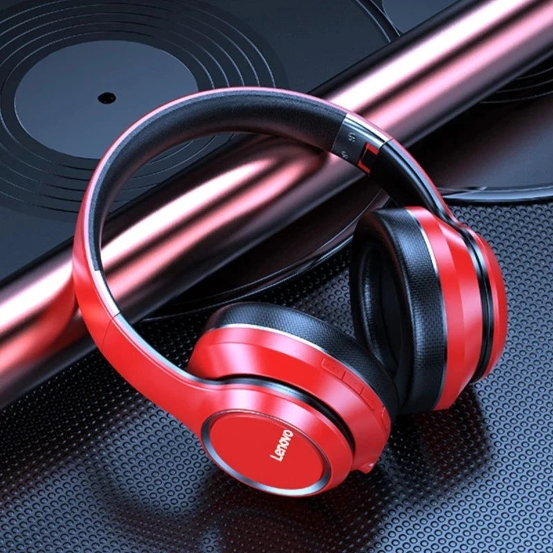 Lenovo HD200 Wireless Bluetooth Over-Ear Headphones with Noise Cancellation - HIFI Stereo Gaming Headset, Foldable Design