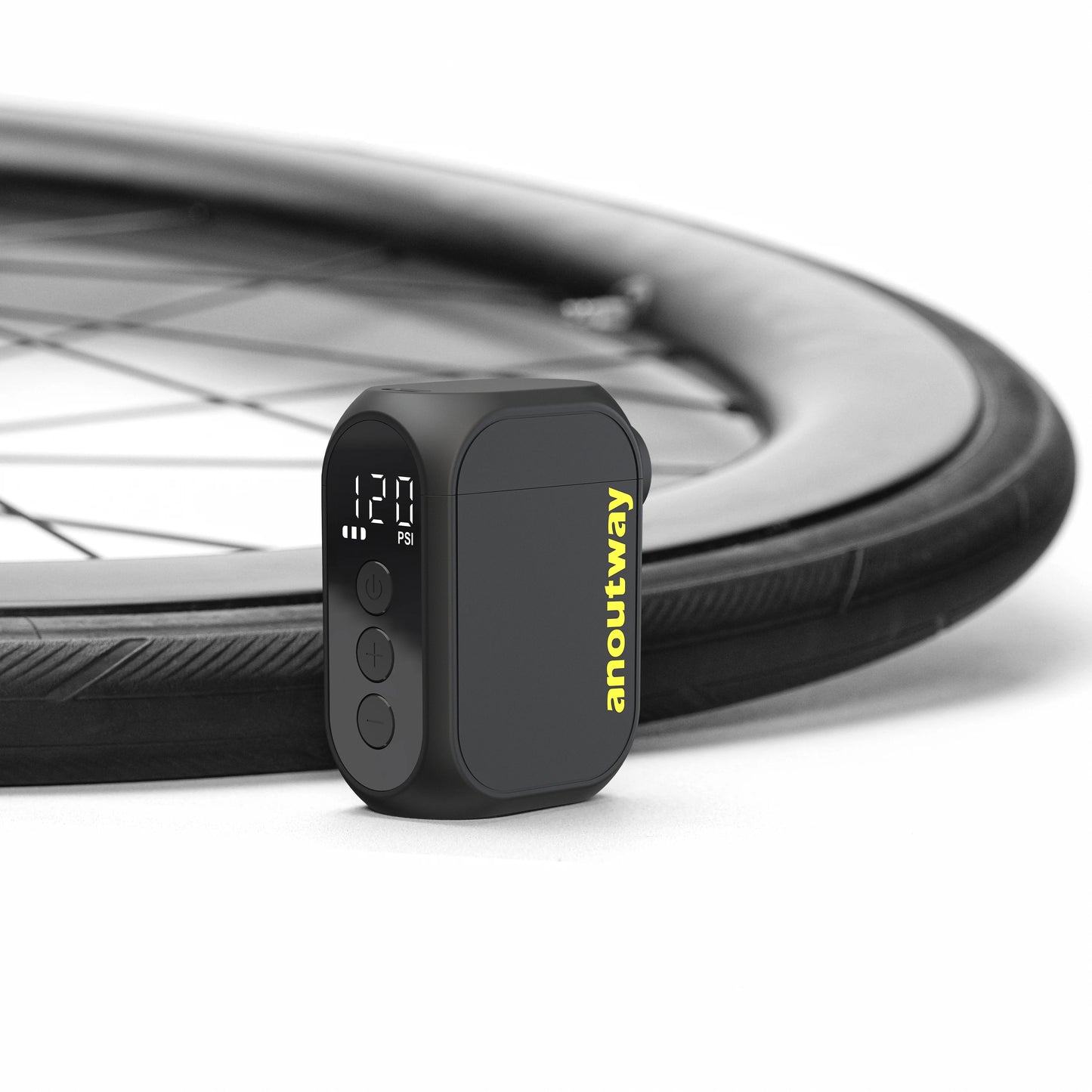 Anoutway AT1 Pro Mini Electric Pump for Bike Cordless Tire Inflator with Screen 25 Mins Fast Charging 120PSI Max 450Mah Battery