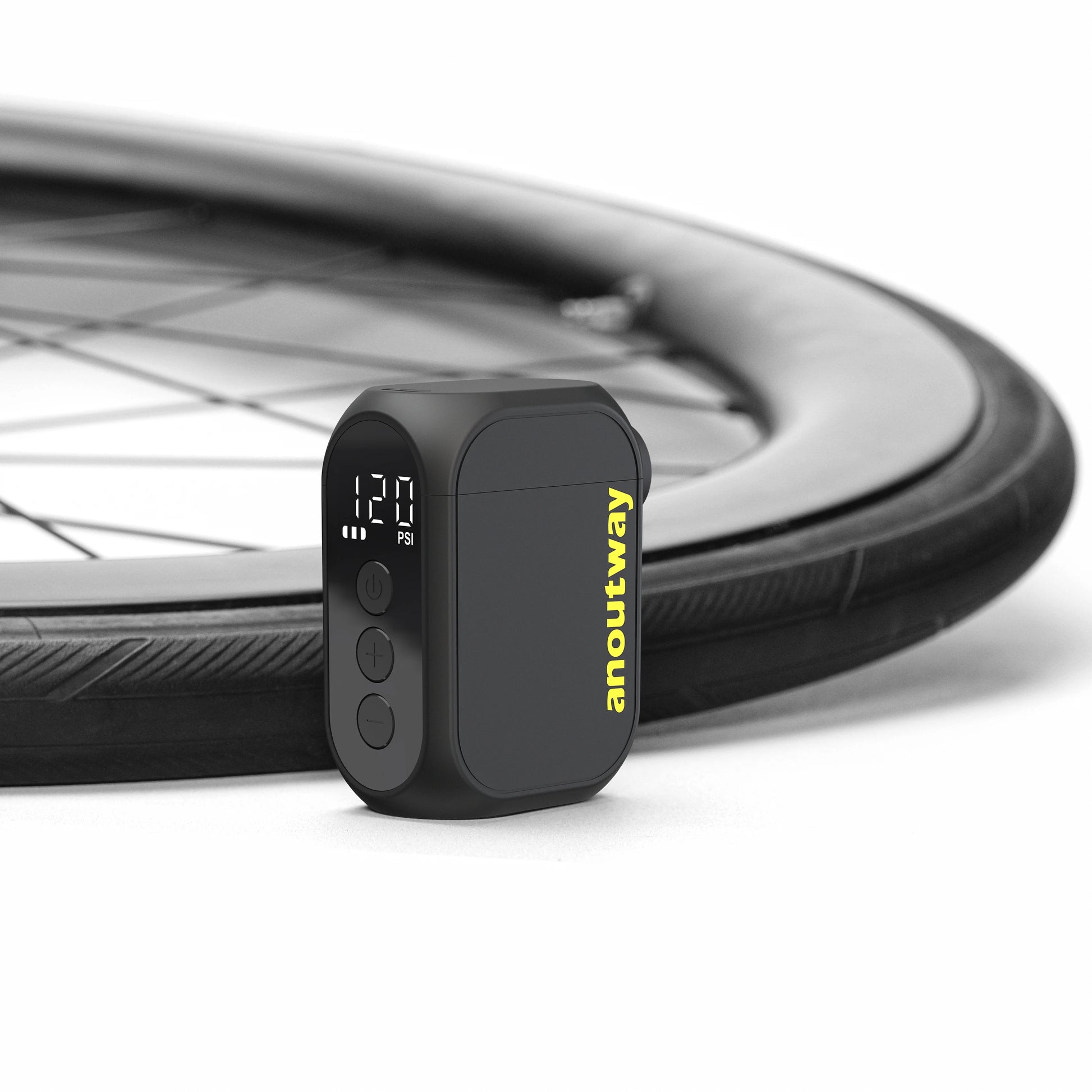 Anoutway AT1 Pro Mini Electric Pump for Bike Cordless Tire Inflator with Screen 25 Mins Fast Charging 120PSI Max 450Mah Battery