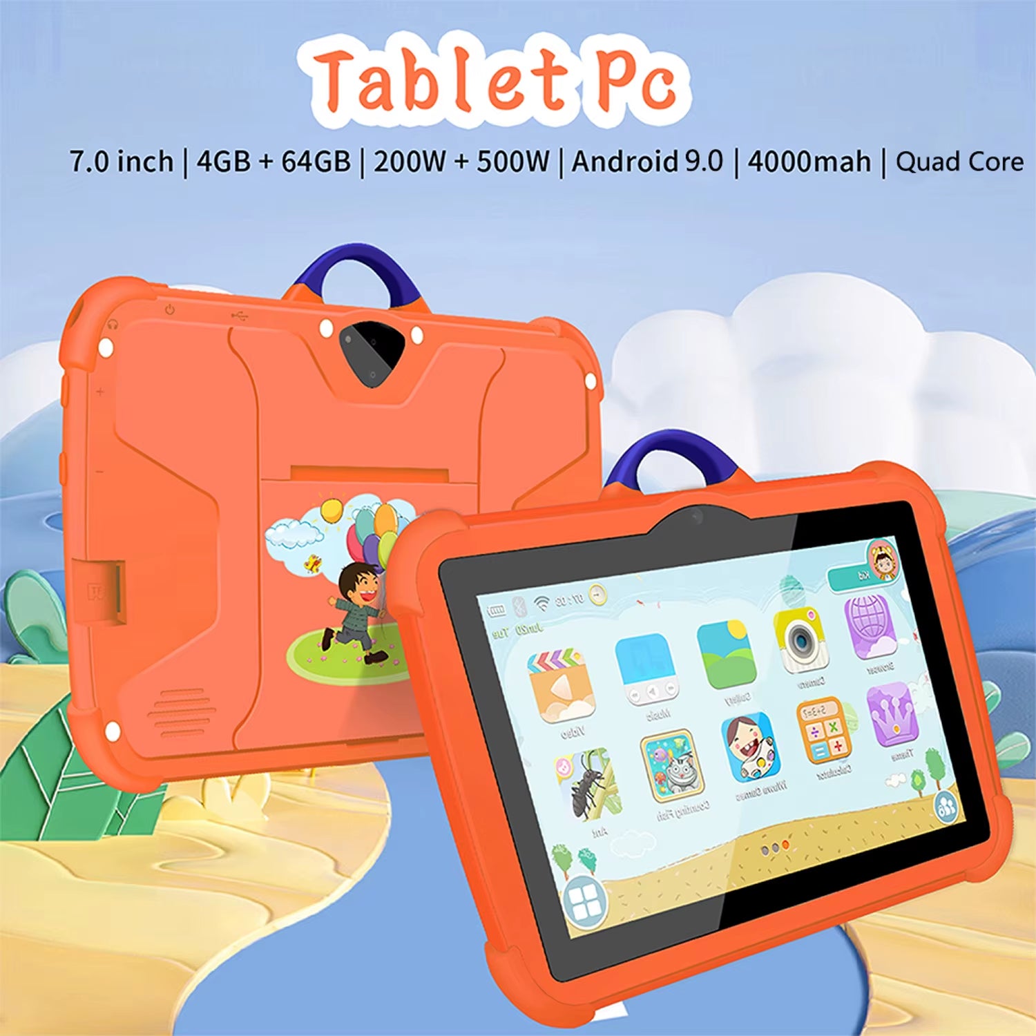 7-Inch 5G WiFi Kids Tablet - Perfect Educational & Gaming Gift for Children, Quad Core, 4GB RAM, 64GB Storage