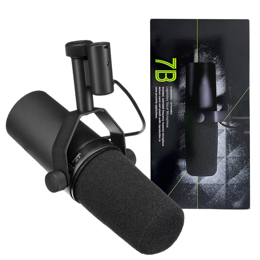 Shure SM7B Dynamic Microphone Set for Podcasting and Live Stage Recording - Cardioid Pattern, Black Metal Finish