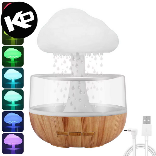 Rain Cloud Humidifier with Colorful Mushroom Design - Atmospheric Raindrop Night Light and Essential Oil Aromatherapy Diffuser